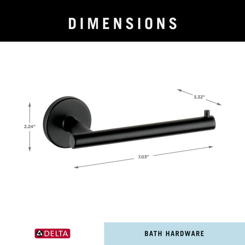 Single Post Toilet Paper Holder In Matte Black Wall Mount Rust Resistant Finish Minimalist One Arm Design For Easy Access