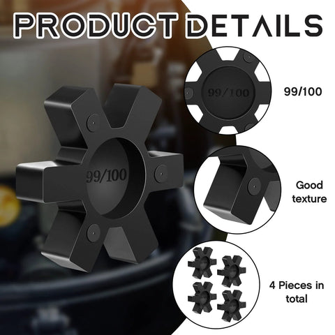 NBR rubber spider insert for L-Jaw coupling, black, 4 pcs (L100)