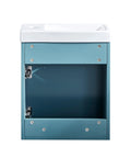 Compact 16 Inch Floating Bathroom Vanity With White Ceramic Vessel Sink Blue MDF Storage Cabinet Modern Minimalist Design