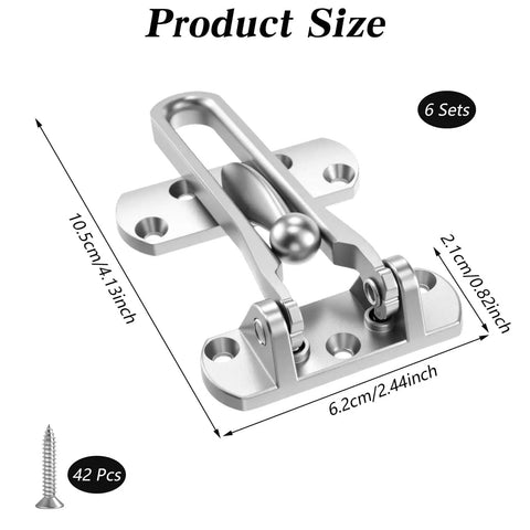 Six Pack Tough As Nails Heavy Duty Swing Bar Door Lock With Mounting Screws Zinc Alloy Security Latch Brushed Finish