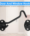 Heavy Duty 4 Inch Stainless Steel Gate Latch With Hook And Eye Barn Door Lock Hardware in black finish against a room backdrop