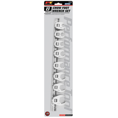 Metric Crowfoot Wrench Set 8-Piece Heavy Duty Tools, Drop-Forged Ultra-Strong Alloy Steel, Heat Treated, in packaging