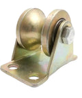 Pro Grade Rigid V Groove Wheel Caster For Sliding Gates featuring steel bearing pulley and sturdy base for reliable use.