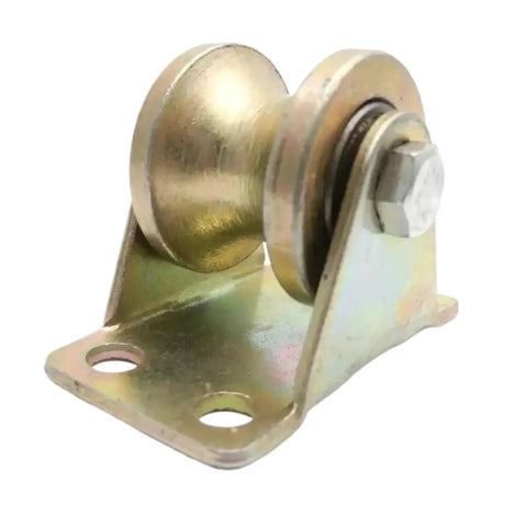 Pro Grade Rigid V Groove Wheel Caster For Sliding Gates featuring steel bearing pulley and sturdy base for reliable use.
