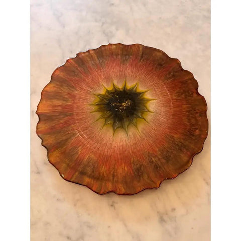 13 Inch Floral Resin Lazy Susan Handcrafted Rotating Serving Tray For Dining Table Kitchen And Pantry Modern Decor Durable Wood And Resin Dope
