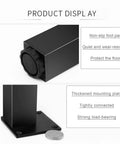 Adjustable Square Aluminum Furniture Legs 12 cm Tall 4 Pack Black Cabinet Feet non-slip foot pad and mounting plate detail