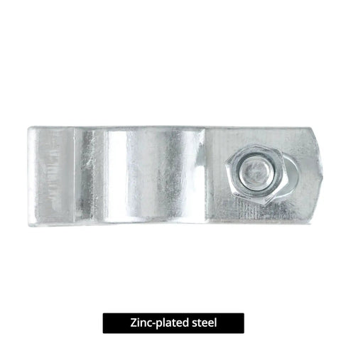 Heavy Duty Half Inch Conduit Hanger With Bolt Pack Of 50 Zinc Plated Steel Insulated Supports For EMTD And Rigid Conduits view of zinc-plated steel clip.