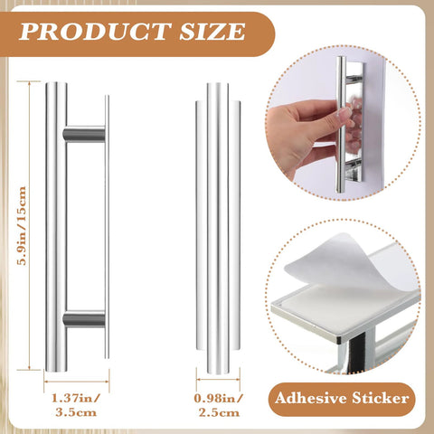 50 Pack Stick On Push Pull Drawer Pulls Adhesive Cabinet Handles ABS Plastic For Kitchen Cabinets Doors Furniture Silver dimensions