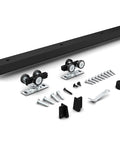 Six Foot Pocket Door Kit With Commercial Grade Sliding Hardware, Aluminum Box Track, fits doors 24 to 36 inches wide, black finish