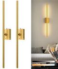 Top Shelf Gold Rechargeable Wall Sconces Pair Wireless Battery Powered LED Wall Light Removable 10000 Mah Power Base for hallway or bedroom, slim design.