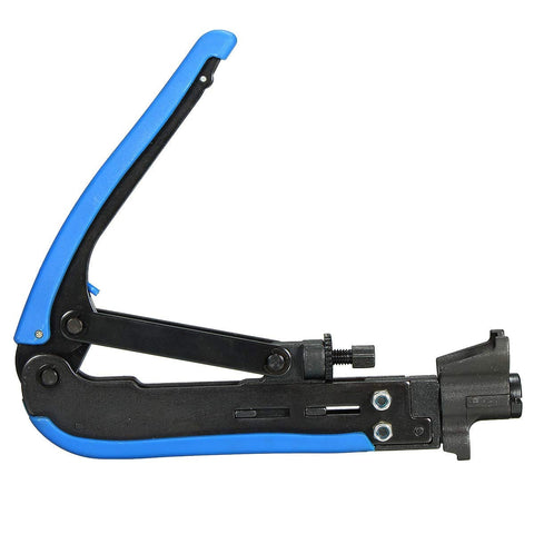 Heavy Duty Coax Cable Crimp Tool Kit With Rotating Head For RG6 RG11 RG59 F Connectors, Adjustable Pressure, side view