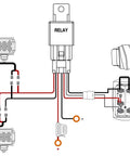 Diagram of Two Pack 18W LED Light Bars Beefy Flood Off Road Lights 12V With 5 Pin Rocker Switch Wiring Harness Kit connections