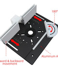 DIY Router Lift Kit With Table Lift System For Router Table Insert Base Plate, 48mm Lifting Capacity, Clamp Range 2.51 To 2.58 Inches, Aluminum And Stainless Steel Build For Woodworking Slotting Trimming Machines, aluminum alloy base