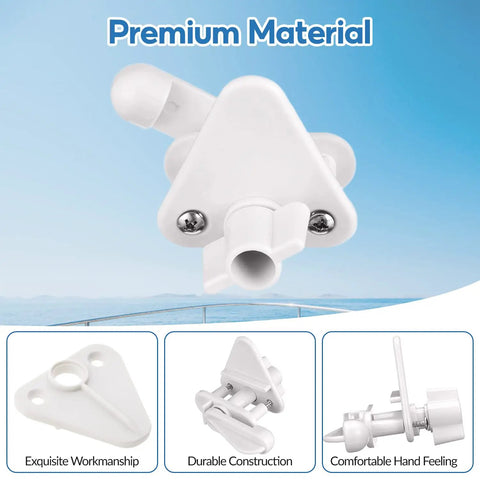 Pontoon Gate Latch Replacement Kit for Marine Boats, 4 Pack, universal latches close-up, white polypropylene, triangle design.