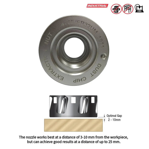 80mm Dust Extraction Nut System For CNC Woodworking With Wrench Dual Dust Busting And Cooling Up To 18000 RPM, top view