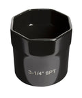 Rock Solid Eight Point Wheel Bearing Locknut Socket Fits One Half Inch Drive 3-1/4 Inch Standard Impact Wrench with octagonal design.