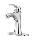 Jaida Single Handle Waterfall Bathroom Sink Faucet 1 Hole Chrome Finish With Push and Seal Drain and Pforever Seal Ceramic Disc Valve