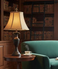 Flare Bottom Outside Corner Scallop Lamp Shade 8 x 14 x 11 Eggshell with Hand-Tailored Silk-Type Shantung Fabric and Polycotton Lining