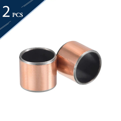 Two-pack of self lubricating sleeve bearings, 1-1/4 inch bore, 1-7/16 inch OD, bronze sintered, carbon steel base, thin wall.