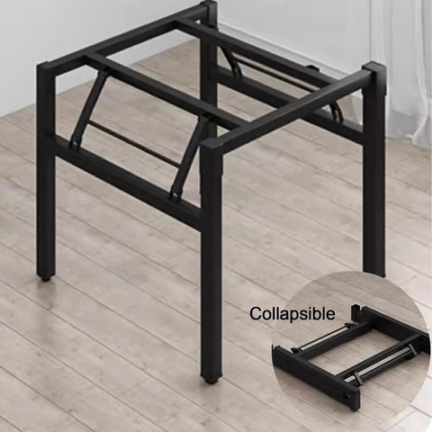 Heavy Duty Metal Table Base 100cm Foldable Desk Legs with collapsible feature, standing on wooden floor