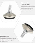Close-up of Ten Piece Adjustable Furniture Leveling Legs With Stainless Steel Swivel Feet Heavy Duty Table Leg Levelers.