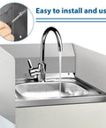 Stainless Steel Sink Splash Guard Wall Mount With Screws 17 By 12 Inch installed on kitchen sink with running water.