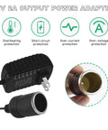 Ditch The Hassle With Slick AC To DC Converter Adapter Featuring Cigarette Lighter Plug that shows 12V 2A adapter and socket details.