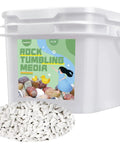 Non Abrasive Ceramic Filler Media For Rock Tumbling, 8 Pound Pack Of Cylindrical Pellets 3/16 Inch By 3/8 Inch, Sturdy Bucket