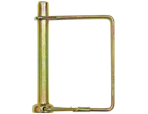 Front view of Yellow Zinc Plated Locking Pin With Snapper Pin, Regular Size, for truck and trailer equipment corrosion resistant fastener