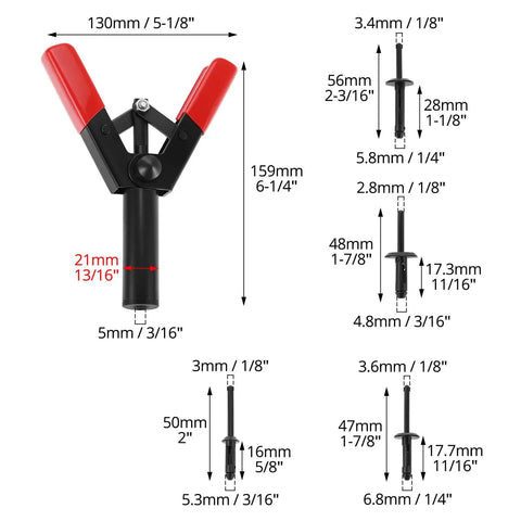 Poly Rivet Gun Kit With Rivet Removal Tool Ergonomic Lightweight Design For Plastic Rivets Includes 40 Polyoxymethylene Rivets