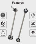 Rear Sway Bar Link Kit For 2007 To 2020 Jeep Wrangler JK JL 1 To 2.5 Lift Easy Install Durable Beefy Stabilizers That Keep Your Ride Stable Cut Body Roll And Prevent Off Road Tilt On Tough Trails, pair of metal links with bushings