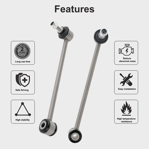 Rear Sway Bar Link Kit For 2007 To 2020 Jeep Wrangler JK JL 1 To 2.5 Lift Easy Install Durable Beefy Stabilizers That Keep Your Ride Stable Cut Body Roll And Prevent Off Road Tilt On Tough Trails, pair of metal links with bushings
