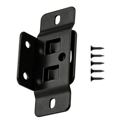 No Slip Quick Fitting L Shaped Furniture Joint Bracket with screws for shelves and cabinets, black 90 degree design