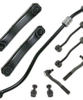 Heavy Duty Built Tough Front Steering And Suspension Repair Kit Nine Piece Control Arms Ball Joints Sway Bar End Links parts layout