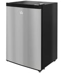 Compact Upright Freezer With 3 Cu Ft Capacity And Reversible Silver Door featuring a sleek silver front and black sides.