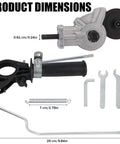 Pro Grade Drill Nibbler Kit For Sheet Metal Cutting Attachment dimensions with adapter, connecting rod wrenches, and accessories displayed