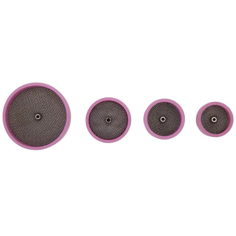 Four sizes of Pro Grade Ceramic Welding Cup Set For WP Series TIG Torches, Alumina Gas Lens Kit, front view.