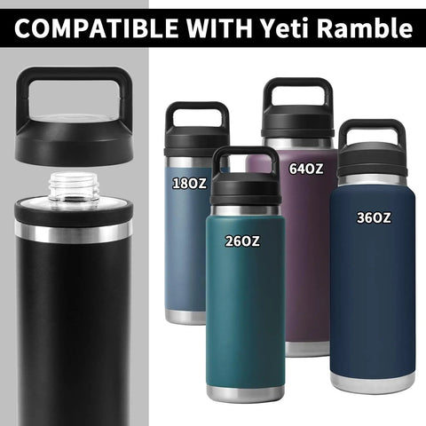 Screw Top Lid Replacement For Yeti Rambler Cups, No Cap Leakproof Chug Cap That Fits All Rambler 18oz 26oz 36oz 64oz