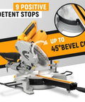 10-Inch Sliding Compound Miter Saw With Laser Guide, 15 Amp Bevel Chop Saw For Wood And Metal, shown at 45° bevel
