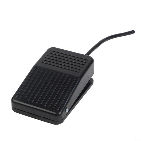 Black Foot Pedal Switch 10A 250V SPDT Momentary Non Slip Plastic Control With Protective Guard for hands-free operation.