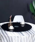 Heavy Duty Rotating Glass Lazy Susan Tray with Tempered Glass Top on Dining Table, 28in to 47in Adjustable Sizes, White Chair