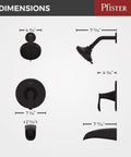 Jaida Tub And Shower Trim Kit With Restore Technology, Valve And Cartridge Included, Tuscan Bronze dimensions diagram
