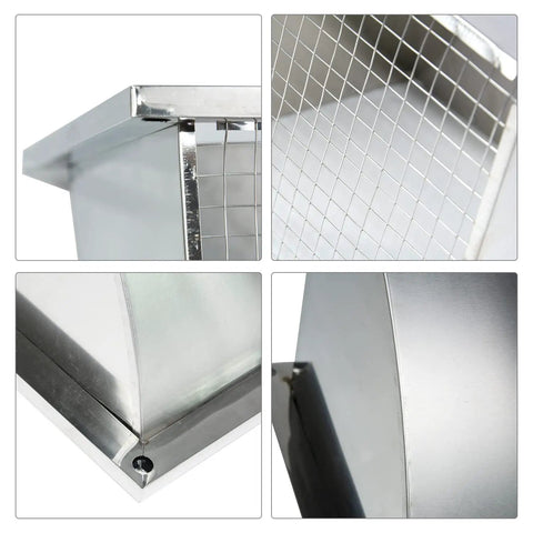 Heavy Duty 8 Inch To 12 Inch Wall Vent Cap Stainless Steel Square Ventilation Cover With Screen Mesh details