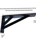 Badass Heavy Duty Shelf Brackets Featuring Rust Proof Powder Coated Steel Wall Mount for industrial style storage, dimensions labeled