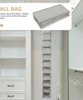 Hella Handy 10 Layer Hanging Shoe Rack Saves Gobs Of Space Perfect For Boots Sneakers Hats And Bags With An Easy Fold Up Design hanging on a closet.