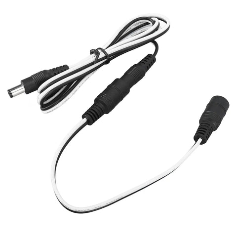 DC To DC Solar Extension Cable With 5.5x2.1mm Male Connector For Solar Panels And Fans, Durable ABS Housing, Secure Power Transmission, No Fuss Weather Resistant Build, Quick Connect For DIY Solar Setups. Black and white 5.5x2.1mm DC extension cable with ABS housing