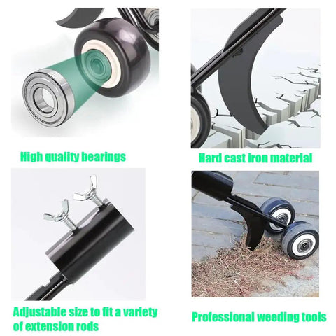 Adjustable Stand Up Weed Puller With Wheels For Garden Patio Backyard Lawn Sidewalk And Driveways Back Saving Easy Pull Weeding Tool For Standing Weeds And Quick Yard Cleanup metal features