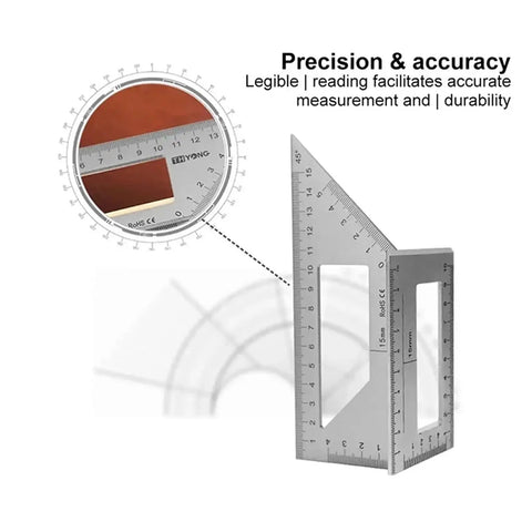 Digital Caliper, Woodworking Angle Ruler 45-90 Degree Aluminum Alloy Square with precise measurement markings.