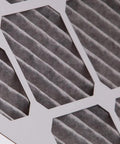 Close-up of pleated filter media on Top Notch Carbon Odor Busting Furnace Filter 16x25x1 MERV 12 Six Pack