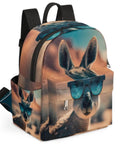 Mini Backpack Purse For Women With Adjustable Straps featuring kangaroo design with sunglasses on front view.
